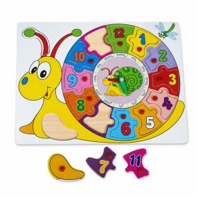 Fa puzzle, óra, csiga forma, 31x23 cm. pvc csom