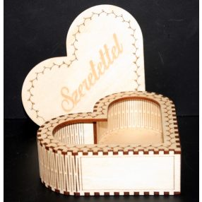 Szív alakú doboz lapra szerelten